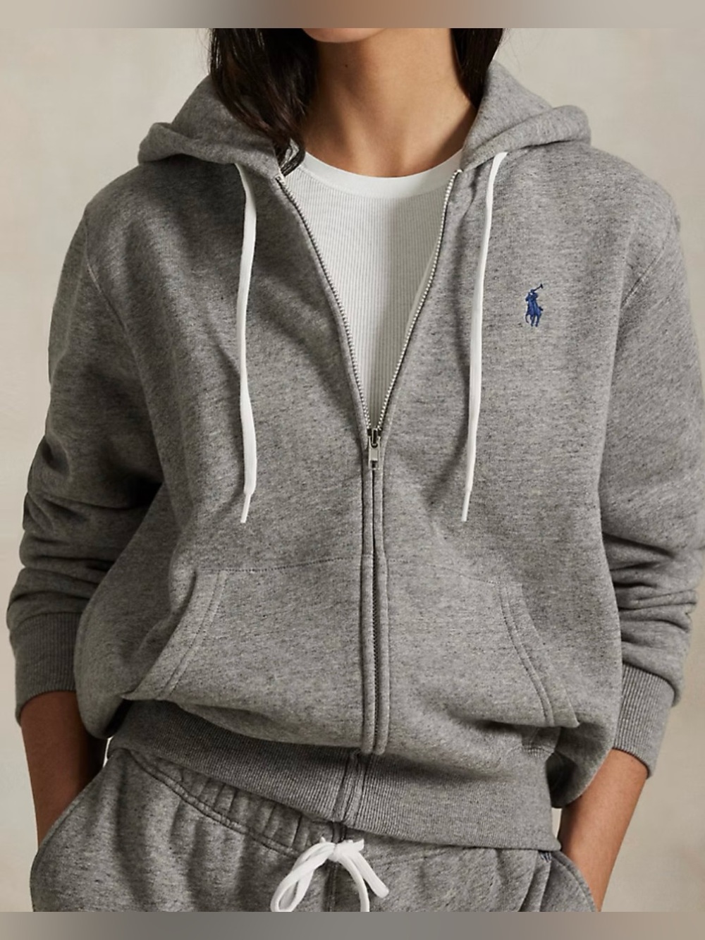 Polo by Ralph Lauren Gray Zip Hoodie with Blue Pony Logo